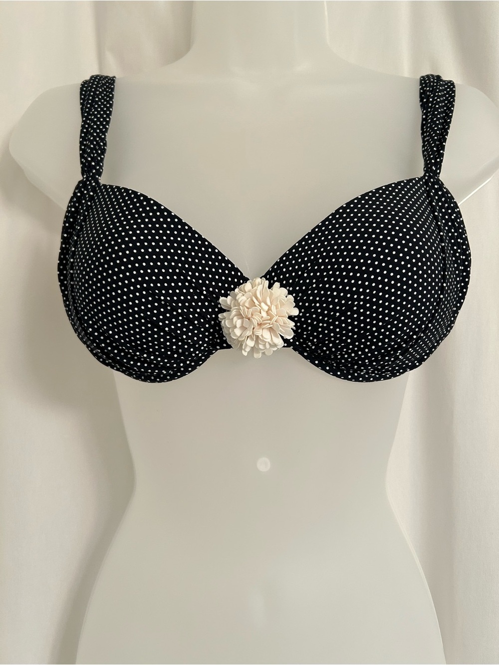 Bleu Rod Beattie Black and White Polka Dot Bikini Top